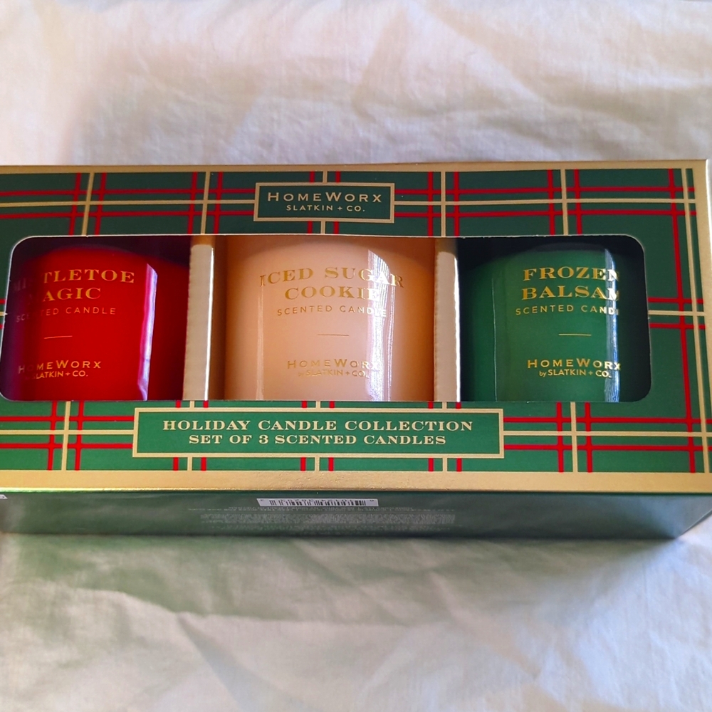 NWT Homeworxs Holiday Candle Collection set of 3.